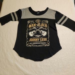 Zion Rootswear Johnny Cash 3/4 sleeved tee shirt. Size small
